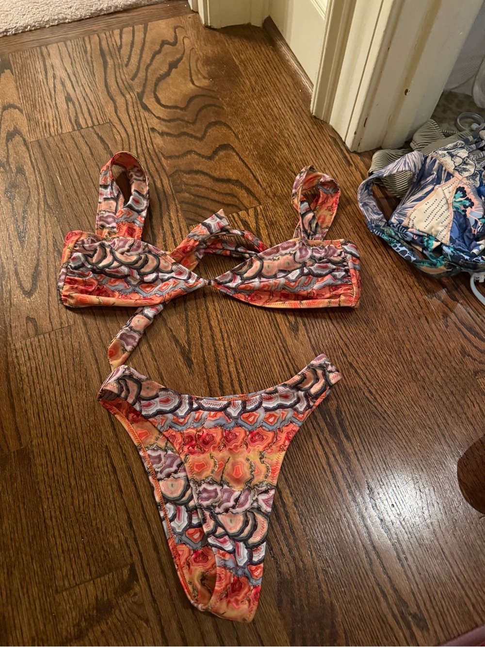 Strawberry Milk Mob Multicolor Orange Pink Patterned Bikini